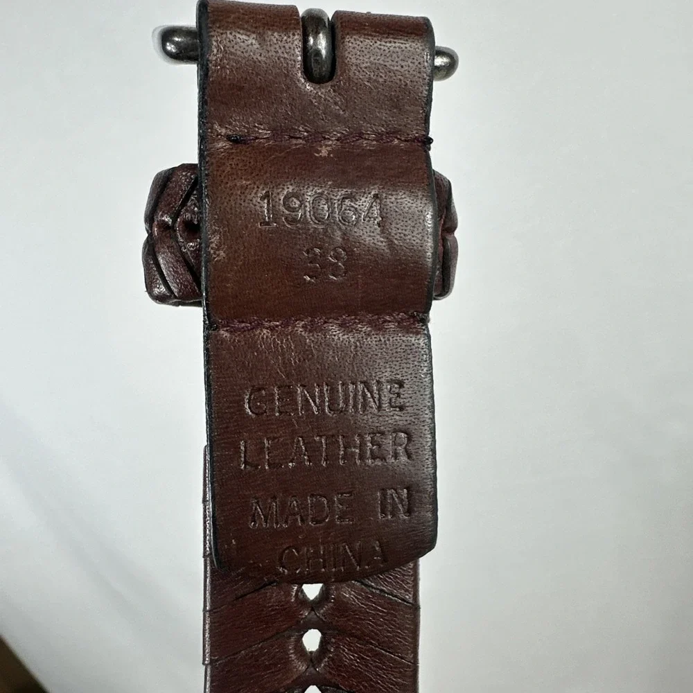 Mens Woven Braided Brown Leather Belt 100% genuine leather Solid Brass Buckle 32